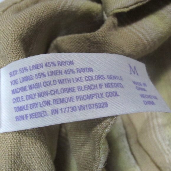 STARS ABOVE Top Button Down Shirt Linen Blend Beige Women's Size M - Picture 6 of 6